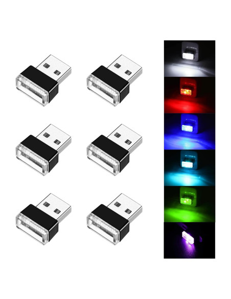Ziciner Lámpara LED de Ambiente Interior para Coche 6 PCS