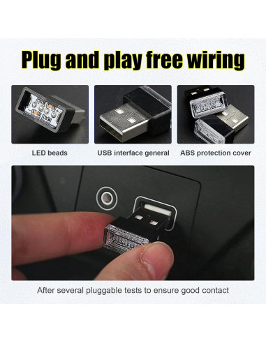 Ziciner Lámpara LED de Ambiente Interior para Coche 6 PCS
