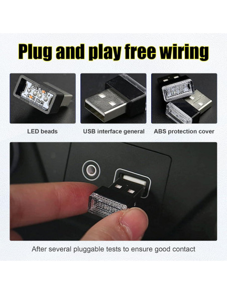 Ziciner Lámpara LED de Ambiente Interior para Coche 6 PCS