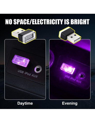 Ziciner Lámpara LED de Ambiente Interior para Coche 6 PCS