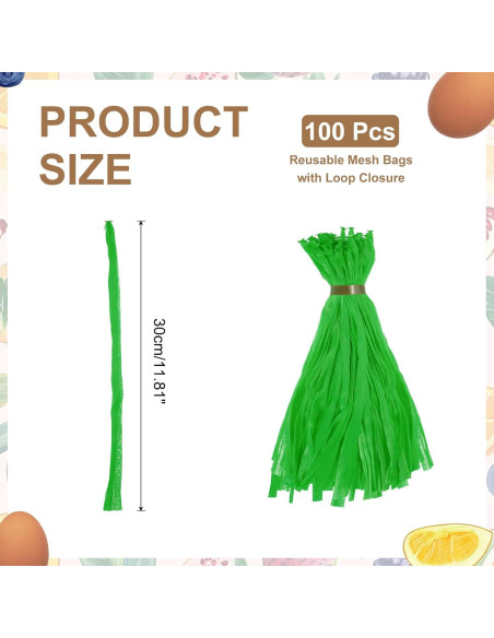 Bolsas de Malla Reutilizables uxcell 30cm Verde 100Pcs