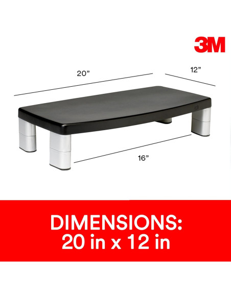 Soporte de Monitor Ajustable 3M MS90B - Extra Ancho 40.64 cm