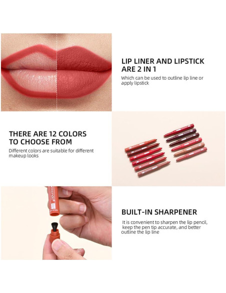 Conjunto de Lápiz Delineador de Labios Mate CAKAILA 12 Colores