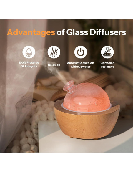 Difusor de Aceite Esencial Wanlola GLASS-D 200ml con Luz LED