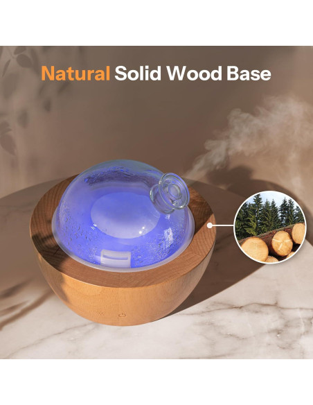 Difusor de Aceite Esencial Wanlola GLASS-D 200ml con Luz LED