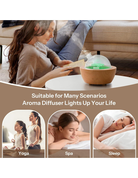 Difusor de Aceite Esencial Wanlola GLASS-D 200ml con Luz LED