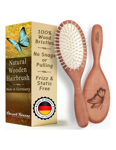 Cepillo de Madera Natural Antibreakage para Cabello - Hecho en Alemania