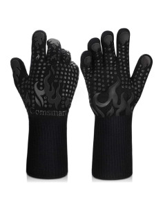 Guantes BBQ Comsmart Negros Resistentes al Calor 800C
