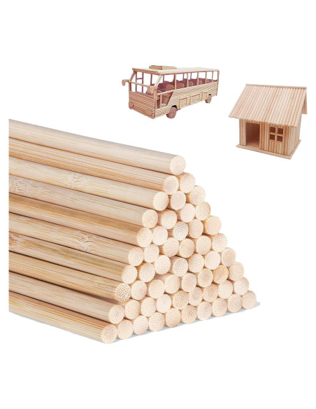 Varillas de Dowel de Bambú 25PCS 30.48cm 1/4" DaTpuik