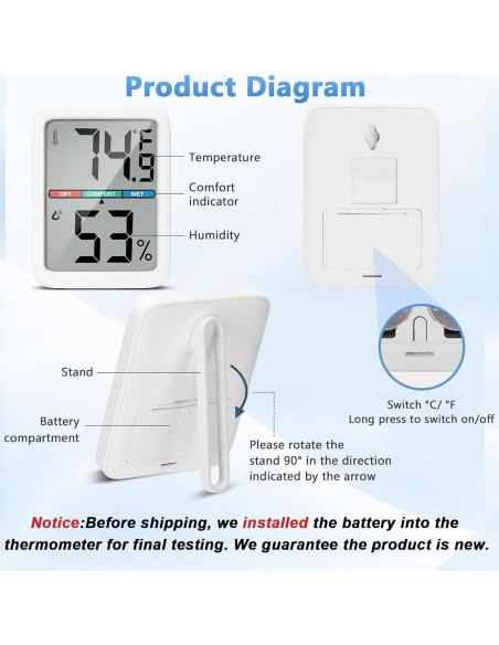 Termómetro Digital Higrómetro LCD 3.5" Shenzhen Anseny Termómetro Digital Higrómetro LCD 3.5" Shenzhen Anseny