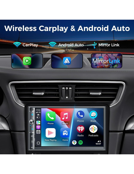 Estéreo de coche Kissound KS9702 Doble Din 7" Bluetooth Carplay