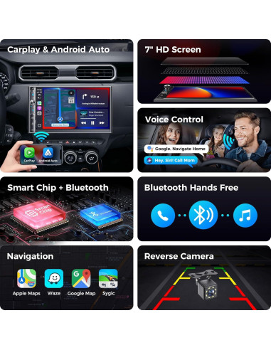 Estéreo de coche Kissound KS9702 Doble Din 7" Bluetooth Carplay