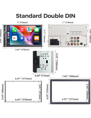 Estéreo de coche Kissound KS9702 Doble Din 7" Bluetooth Carplay