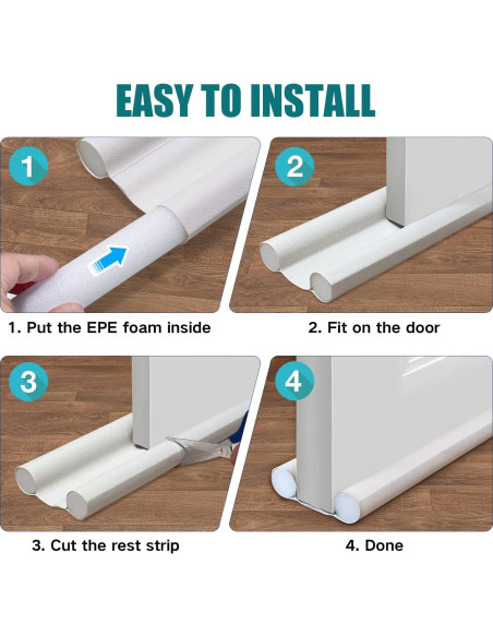 Detenedor de Corrientes de Aire Protalwell Blanco para Puertas 4.4 cm
