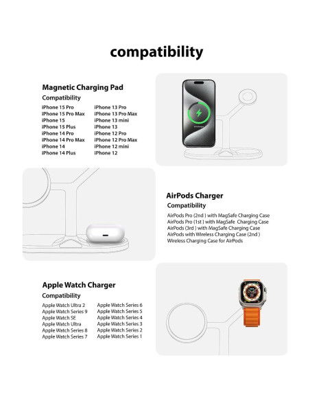 Estación de Carga Inalámbrica 3 en 1 Holami para Apple