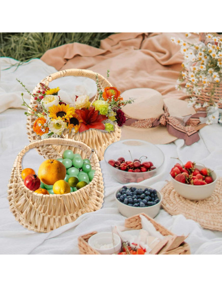 Cesta de Mimbre Media Luna OXDFK 18x17x11 cm Decorativa