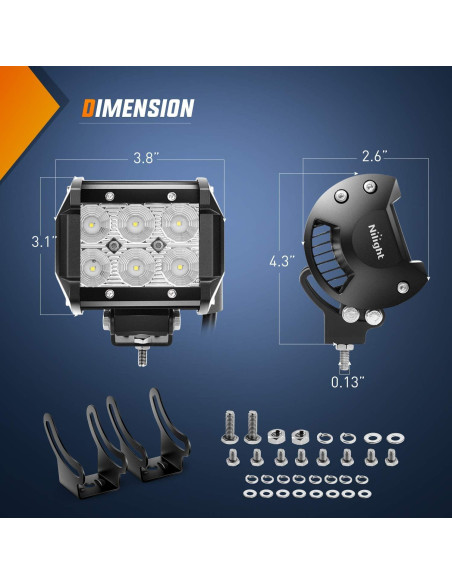 Luces LED de Niebla Inundadas Nilight ZH010 18W 2 Piezas