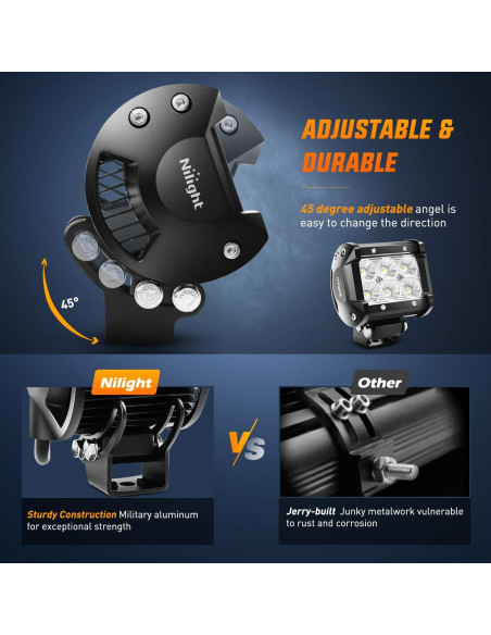 Luces LED de Niebla Inundadas Nilight ZH010 18W 2 Piezas