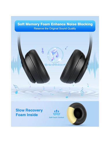 Almohadillas de Reemplazo Link Dream para Auriculares Beats Solo 2/3 - Espuma de Memoria Negra