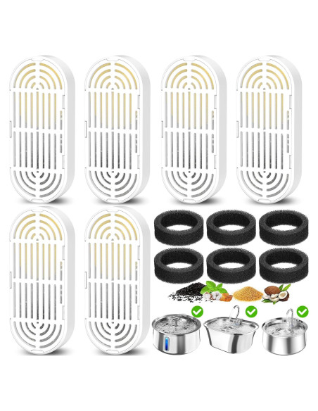 Filtros de agua para gatos Petilog - 6 filtros y 6 esponjas