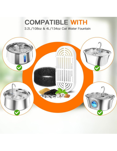 Filtros de agua para gatos Petilog - 6 filtros y 6 esponjas