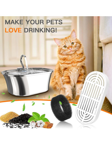 Filtros de agua para gatos Petilog - 6 filtros y 6 esponjas