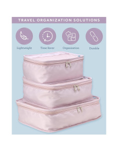 Cubos de Empaque Bliss 3Pcs Malva - Organizador de Viaje Nylon 2