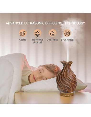 Difusor de Aceite Esencial 200ml ZqLotXiao con Luz LED y Apagado Automático