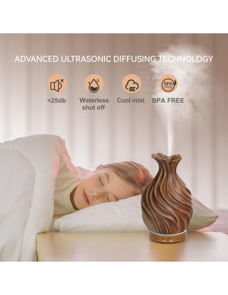 Difusor de Aceite Esencial 200ml ZqLotXiao con Luz LED y Apagado Automático