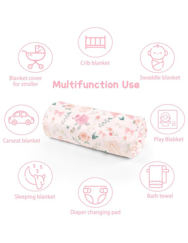 Manta de Recepción para Bebés GFU Floral Rosa 76x102 cm