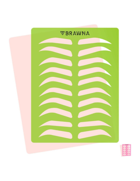 Plantilla de Cejas Reutilizable BRAWNA 10 Formas 19.5x14.5cm