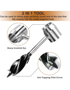 Auger Manual Scotch Eye HNONPW con Funda de Cuero 5cm Marrón 2