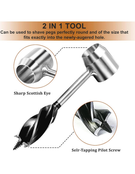 Auger Manual Scotch Eye HNONPW con Funda de Cuero 5cm Marrón