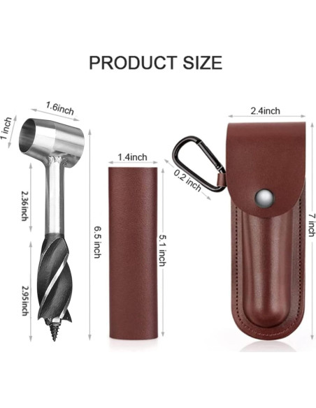 Auger Manual Scotch Eye HNONPW con Funda de Cuero 5cm Marrón