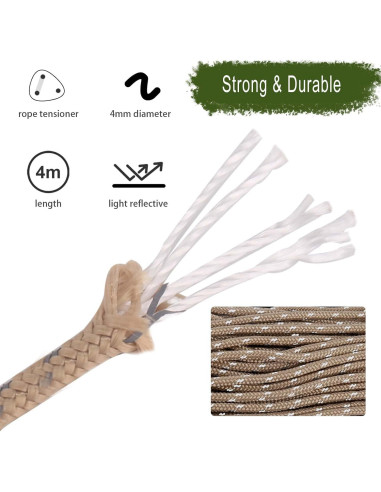 Cuerda de Camping HIKEMAN 4mm Reflectante 15.85m con Mosquetón