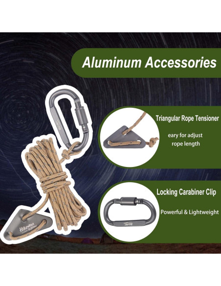 Cuerda de Camping HIKEMAN 4mm Reflectante 15.85m con Mosquetón