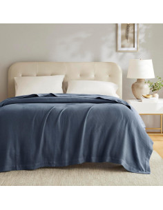 Manta de Algodón Egipcio Madison Park Doble Reina Azul 100% 2