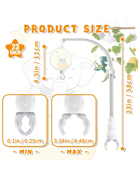 Brazo móvil ajustable para cuna SWSHENR con caja musical