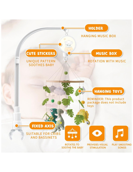 Brazo móvil ajustable para cuna SWSHENR con caja musical
