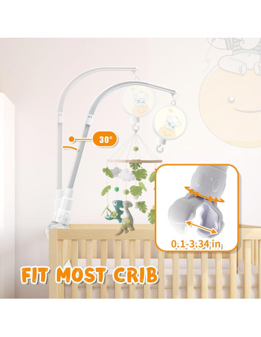 Brazo móvil ajustable para cuna SWSHENR con caja musical