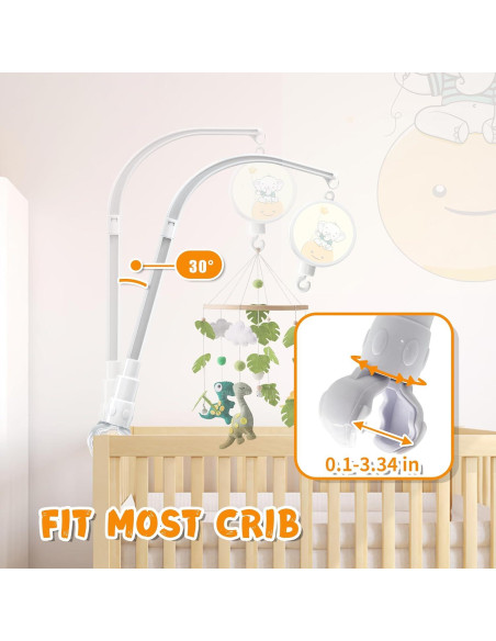 Brazo móvil ajustable para cuna SWSHENR con caja musical