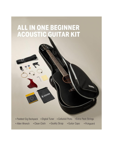 Guitarra Acústica Donner DAG-1CB 41" Cutaway para Principiantes