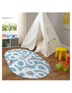 LIVEBOX Alfombra de Juego Antideslizante Azul 91x152 cm