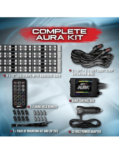 Luces LED de interior OPT7 Aura 4 piezas RGB con control remoto