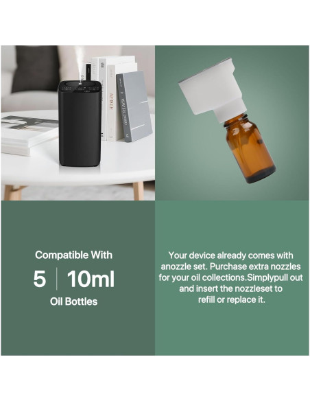 Difusor de Aceite Esencial Sin Agua FUSMLI Portátil Negro