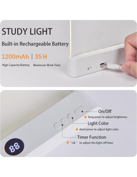 Luz de Lectura LED Strackvial Recargable 3 Colores Ajustable