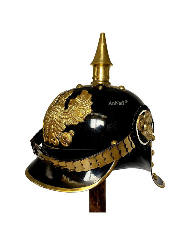 Casco Prusiano Alemán Pickelhaube AnNafi - Acero y Latón 67 cm