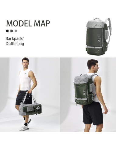 Mochila de Gimnasio BE SMART 40L Impermeable Verde Ejercito