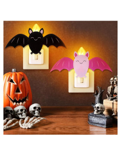 Paquete de 2 luces nocturnas LED murciélago Halloween Grinsvalley