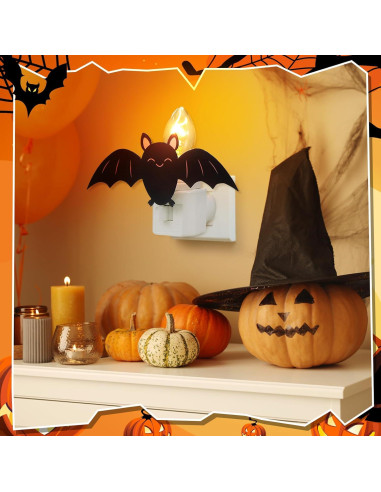 Paquete de 2 luces nocturnas LED murciélago Halloween Grinsvalley